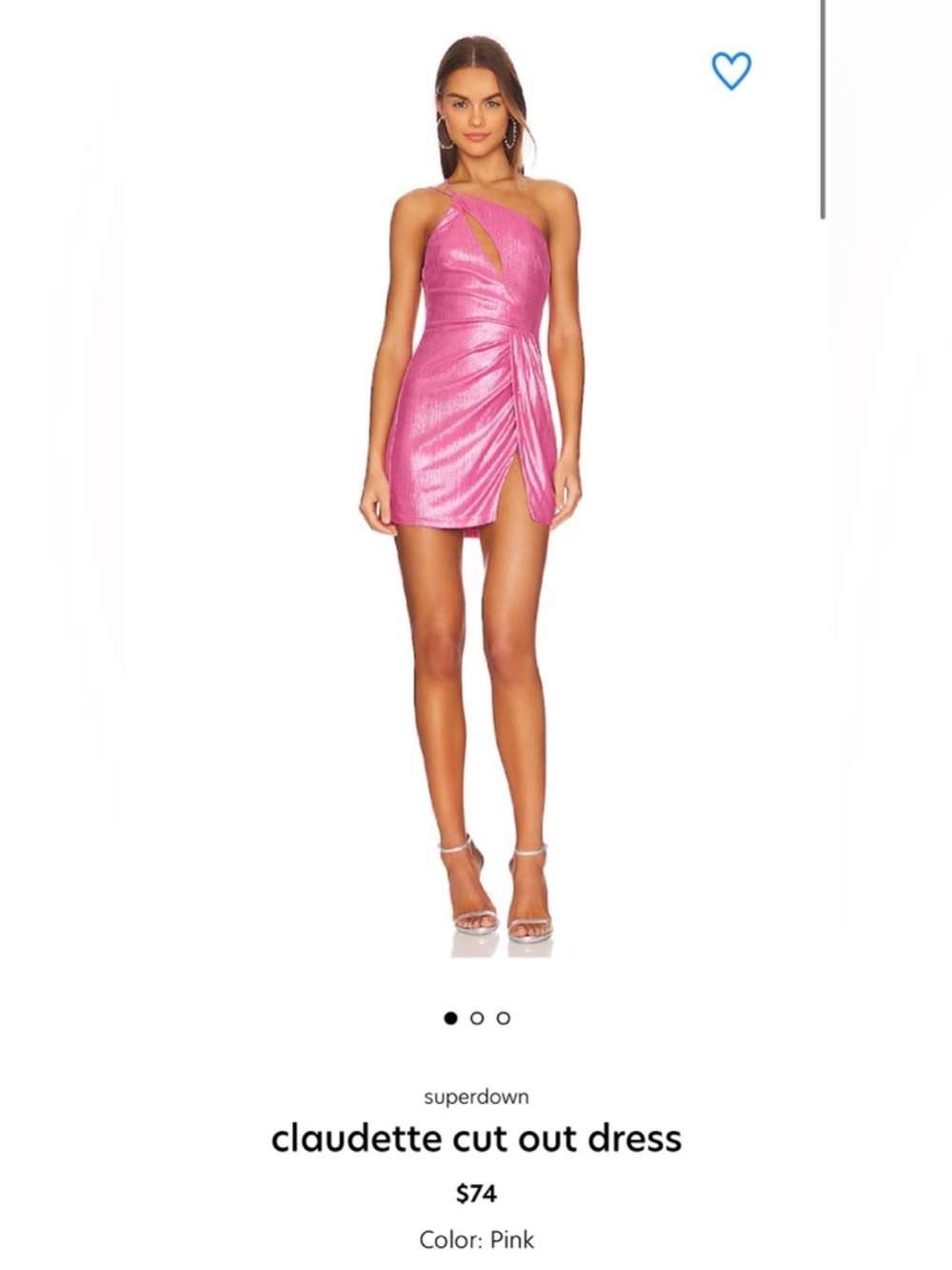 superdown Claudette Shimmery Pink One-Shoulder Mini Skirt Dress